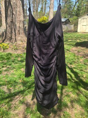 Kookai off the shoulder long sleeve black mini dress